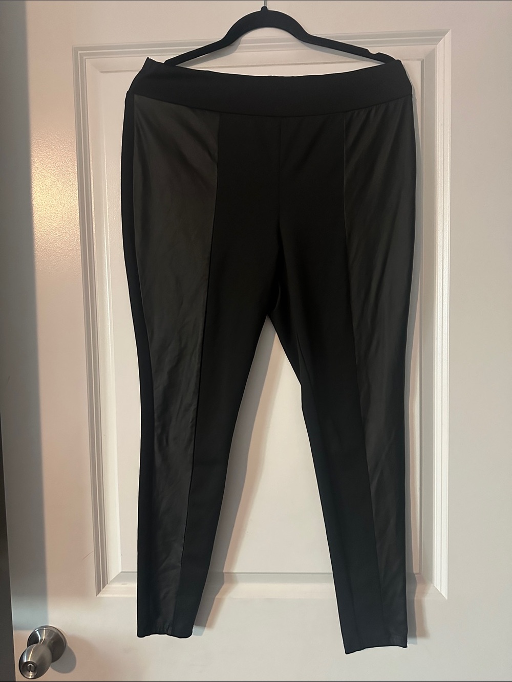 Black Faux-Leather Panel Ponte Leggings - Women